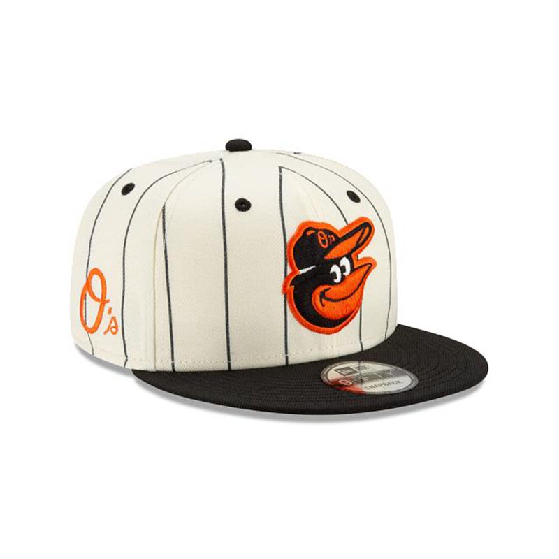 MLB Baltimore Orioles Pinstripe 9Fifty Snapback (VGT8233) - White New Era Caps